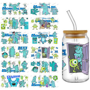 20 Design Popular Disney Movie Cute Sullivan Mike Cartoon 16oz UV DTF Sticker Decals Waterproof Glass Cups Mugs Craft DIY Gift