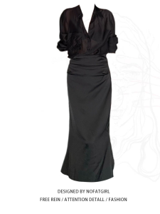 Plus Size Fashion Elegant Wear a Set of Womens Clothing Thin Lapels Shirt Fishtail Slit Half-Length Skirt Two-piece Set