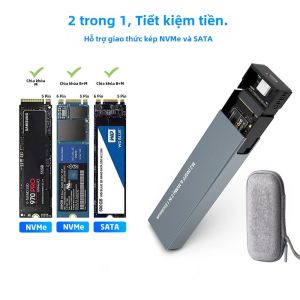 Giao Thức Kép M2 NVMe NGFF SATA SSD 10Gbps USB3.1 Bên Ngoài Vỏ Nhôm HDD SSD Hộp Tương Thích Với 2230 2242 2260 2280