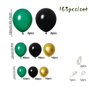 163-Piece Black Green and Gold Balloon Party Garland Arch Set Including Dark Green and Gold Balloons Forest Green and Black Balloons Green Metallic and Gold Balloon Arches Suitable for Baby Showers Jungle-Themed