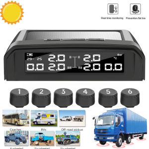 TPMS Tire Pressure 6 External Sensor LCD Display Battery Replaceable Tyre Temperature Alarm System Car Tire Pressure Monitorin