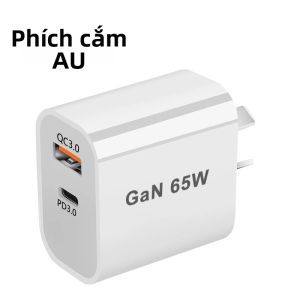 Sạc Nhanh USB 55W 65W Chuẩn AU Với Cổng Type-C Cho Xiaomi Redmi iPhone Samsung - Sạc Tường PD Sạc Nhanh