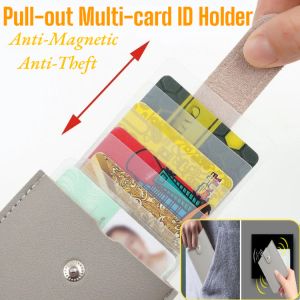 High Capacity Bits Card Case Business Card Holder Anti-Magnetic Anti-Theft Pull-Out Multi-Slot Card Wallet