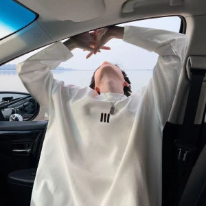 Áo Thun Dài Tay Cotton Mỹ Cỡ Lớn Rộng Rãi Thời Trang Thu Xuân Nam Áo Nỉ Bên Trong Áo Sơ Mi Nam Áo Lót