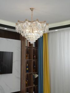 Tri-colors Crystal chandelier Luxury Ceiling Chandelier golden Living Room Bedroom Led Lighting