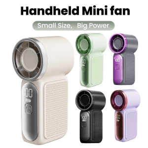 Portable Handheld Mini Fan Multiple Speed Adjust Type C Rechargeable Fan Digital Display Desktop Fan Outdoor Type-C Charging