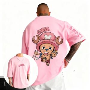 Bandai | One Piece Anime Tony Tony Chopper Printed T-shirt 2026 Summer New Harajuku Mens and Womens Loose Casual Parent Child Top