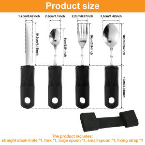 Adaptive Utensils Set Stainless Steel Bendable Cutlery Set for Hand Tremors Elderly ArthritisParkinsons-Built Up Utensils