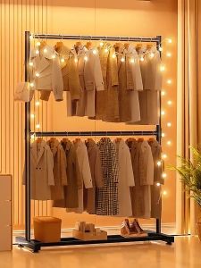 Rak Gantungan Baju Besi Stand Hanger Double: Gawang Baju Jemuran Pakaian Rak Baju Gantung Berdiri Gawang Baju Estetik Rak Pakaian Gantung