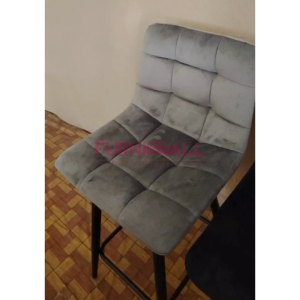 Furnimall Premium Velvet Bar Chair High Backrest Island Chair Kerusi Makan Tinggi Cafe Chair