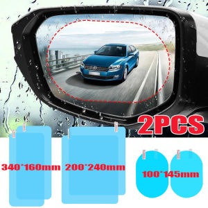 Pphha】ฟิล์มกันฝนติดรถ2ชิ้นสติ๊กเกอร์กระจกข้างกระจกมองหลังใสสติ๊กเกอร์การมองเห็นรถยนต์รถบรรทุกอเนกประสงค์ปลอดภัยในการขับขี่ใสโปร่งแสงป้องกันฟิล์มแบบมัว