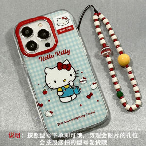 Cartoon Blue Plaid Silicone Phone Case for OPPORENO12PRO RENO10 RENO9 with Lanyard Anti-Fall Full Cover Protection Compatible with Multiple Models