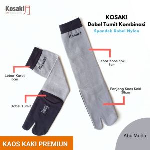 Kaos Kaki Muslimah Kosaki KOMBINASI M Kaos Kaki Jempol Kaos Kaki Dobel Tumit-ABU MUDA