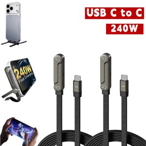 Multifunction USB Type C Cables 240W High-speed Quick Charging Wire with Folding Phone Stands for IPhone 17 16 15 Samsung