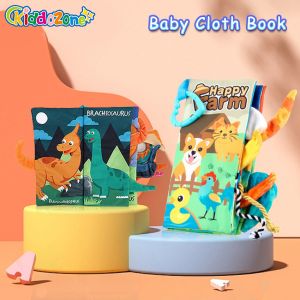 KiddoZone Interactive Baby Cloth Book with Crinkle Sound Animal Tail Cloth Book Engaging Early Learning & Sensory Fun for Babies and Toddlers