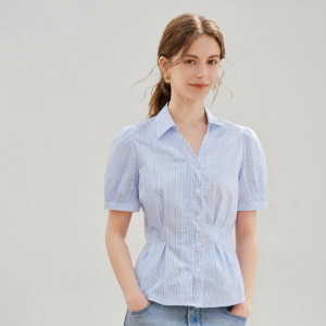 INMAN | French V-Neck Waist-Fitted Shirt