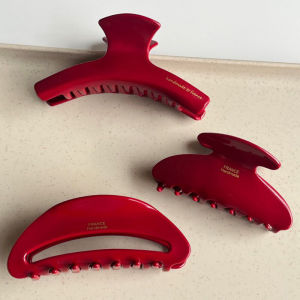 กิ๊บติดผมขนาดใหญ่สีแดงอะซิเตท Ankela สไตล์เกาหลี สำหรับผู้หญิง คล้องคอ ทรงหัวปลาฉลาม สไตล์ไฮเอนด์ ที่คาดผม