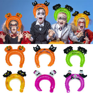 10Pcs Halloween Inflatable Headband Aluminum Balloon Pumpkin Bat Childrens Gifts Halloween Cosplay Holiday Party Decoration
