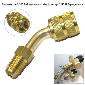 Brass For Mini Split AC Charging Adapter Converts 5/16 SAE to 1/4 SAE for R410a HVAC Systems with Rotating Tip Feature