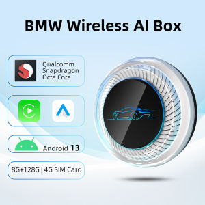 Wireless AI Box for BMW or Other Car with Wireless CarPlay System 8GB RAM 128GB ROM Dual WiFi Support 4G SIM Card
