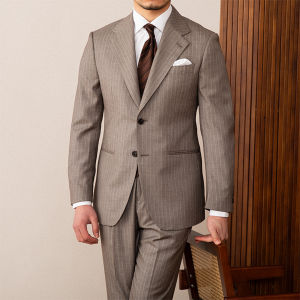 Slim Fit Stripe British Style Suit Two-Piece