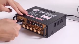 Power Amplifier Stereo Bluetooth FLECO BT-198A 600W | Amplifier Bluetooth Karaoke Full Bass Suara Surround 2MIC FM AUX USB SD AMP Remote Kontrol | Gallery Audio