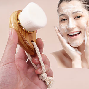 Wooden Handle Facial Cleansing Brush Soft Fiber Hair Exfoliating Blackhead Face Clean Brush Skin Care Tool Facial Cleansing Tool