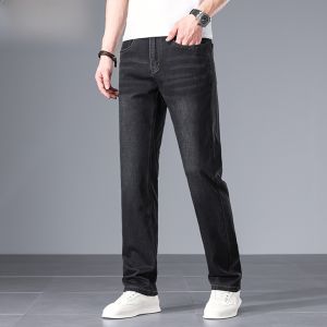 HENGYUANXIANG | Comfortable Breathable Ultra-Thin Straight Leg Slim Fit Black Jeans Mens Summer New Style High End Business Fashion Jeans