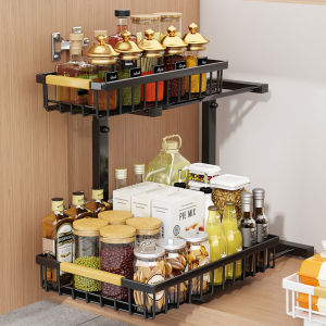 2026 Under Sink Storage Organizer 2 Tier Pull-Out Multifunctional Organizer Storage Rack Cabinet Spice Rack Under Sink Storage