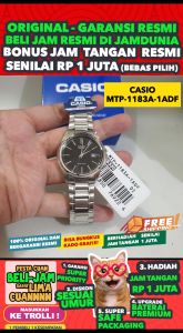 CASIO ORIGINAL - CASIO MTP-1183A-1A - Analog MEN - Abu-Abu Hitam- Strap Stainless - Jam dunia JD18ST