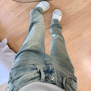 American Retro Slim Straight Light Blue Jeans Womens Spring Autumn High Waist Slim Stretchy Cigarette Pants