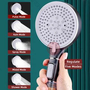 หัวฝักบัวแรงดันสูงอเนกประสงค์หยุดน้ำเพียงคลิกเดียวพร้อมอุปกรณ์เสริมฝักบัวอาบน้ำเหนือศีรษะการกรองไอออนลบ5โหมด
