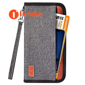 I know Family Passport Holder Leather RFID Blocking Waterproof Travel Document Organizer Case Pouch Bag Travel Wallet Ticket Holder with Zipper for Women & Men 5 Passports