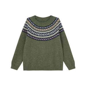 NIHAOKANONG | Áo Sweater Thiết Kế Fair Isle Cổ Điển