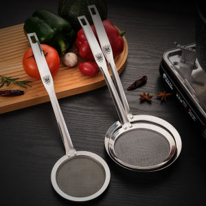 [SG SELLER]Oil Filter Grid Scoop Colander Spoon Round Network Portable 304 Stainless Steel Multifunction Kitchen Tools