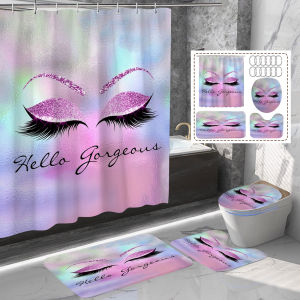 Custom Waterproof Polyester Bathroom Curtain Set