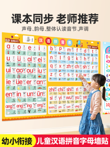 Large Size Wall Stickers Childrens First Grade Chinese Pinyin Alphabet Charts Elementary School Students 99 Multiplication Table