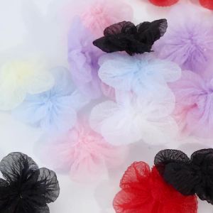 10 Chiếc Nhiều Màu Vải Organza Hoa Nhân Tạo 5 Cánh Hoa Ren Appliques Cho Đồ Trang Trí Quần Áo May Trang Trí Đám Cưới 5.5Cm