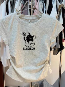 Summer 2025 New Style Color Block Cotton Short Sleeve Womens T-shirt Slim Fit Fashionable Versatile Short Length Top