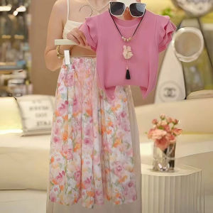Tagkita | Floral Cotton Short Sleeve Top & Wide Leg Pants Set