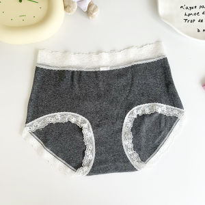 French Elegant Mid-Waist Antibacterial Cotton Underwear Lace Trim Butt Covering Triangle Pants Womens Comfortable Briefs