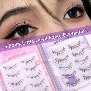 [Ready Stock] 5Pairs Ultrafine Transparent Stem False Eyelashes Little Devil V-Shaped Natural Single Cluster Comic Eye Lashes Girl Group