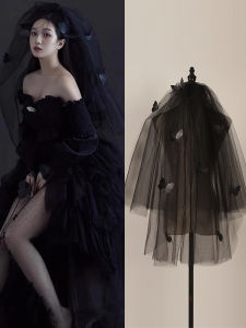 Black Halloween Veil Bride Wedding Gothic Wind Three-Dimensional Butterfly Party Photo Studio Photography Photo Prop Ornaments