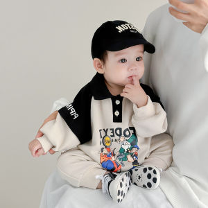 Adorable Baby Outfit Spring New Cartoon Romper Baby Super Cute Outdoor Clothes Crawling Suit Cotton Korean Style Breathable Long Sleeve