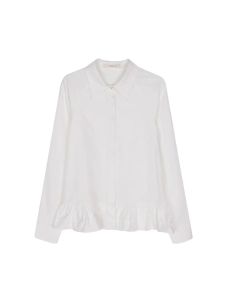 White Shirt Womens Fashion 2025 New Irregular Design Blouse with Lace Trim Layering Short Sleeve Long Sleeve Polyester Fiber