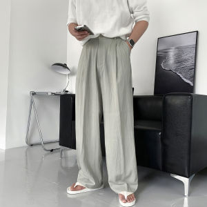 DAVID&ME | Breathable Comfortable Drawstring Wide Leg Trousers Grey Green