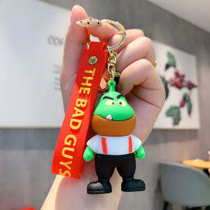 Bad Guys Keychain Anime Figure Key Ring Mr. Wolf Snake Piranha Shark Kawaii Bag Pendant Kids Toy Cute Car Key Chain Pendant Gift