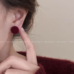 Hoa Tai Đính Bóng Đỏ Phong Cách Hàn Quốc Mới Cho Nữ Hoa Tai Tròn Bằng Vải Nhung Thời Trang Đính Đá Pha Lê Trang Sức Đính Đá Pha Lê