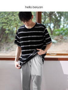 BEIYAN | Summer New Couple Stripe Cool Sensation Short Sleeve Laid-back Loose Sleepwear