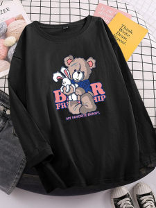 Black Bear Long Sleeve Slim Fit Base Shirt Womens Early Autumn Thin Design Trendy Top Casual Comfortable Polyester Blend